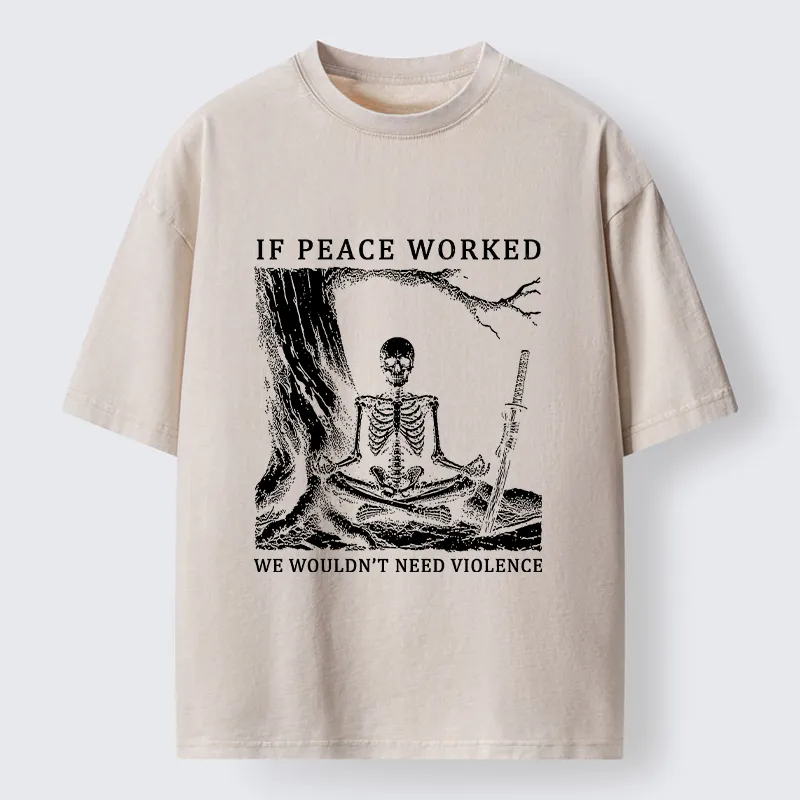 Tokyo-Tiger Calm Skeleton Samurai Meme Washed T-Shirt
