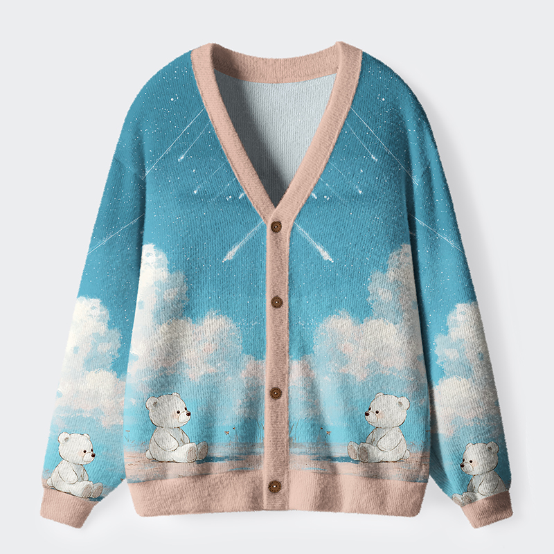 Tokyo-Tiger Wishing Under Falling Stars Ugly Cardigan Sweater