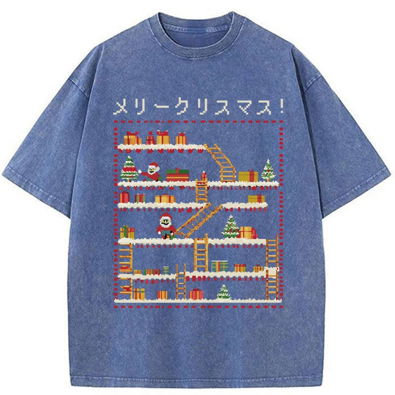 Tokyo-Tiger Santa Claus Climber Christmas Washed T-Shirt