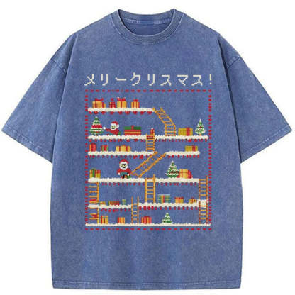 Tokyo-Tiger Santa Claus Climber Christmas Washed T-Shirt