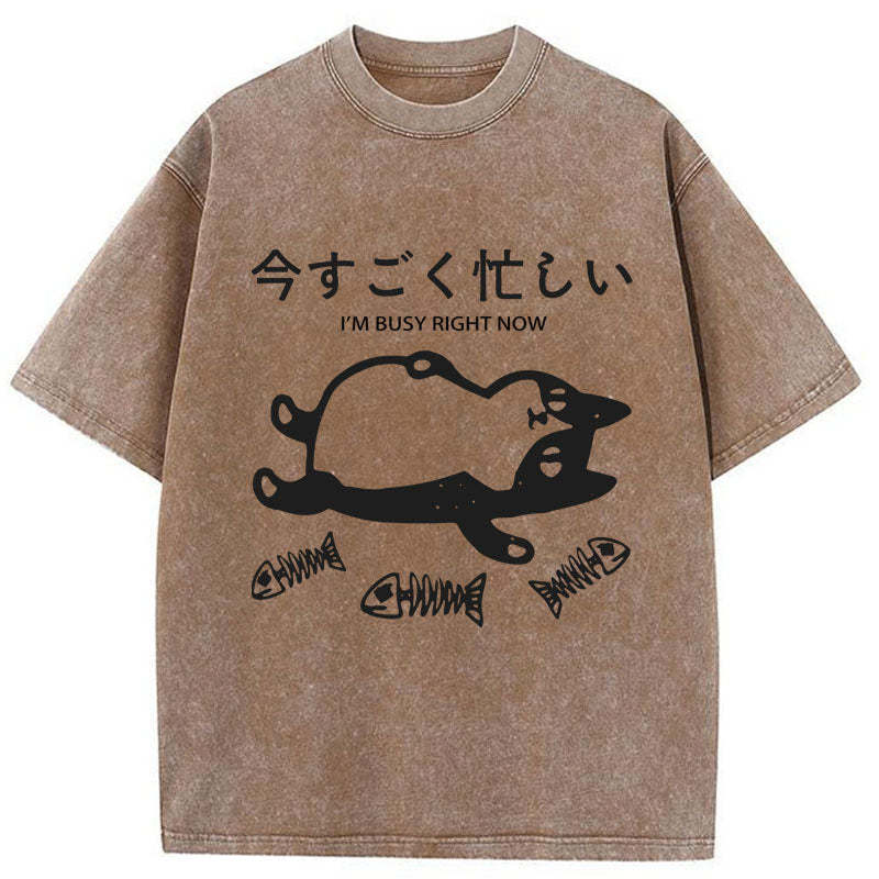 Tokyo-Tiger I'm Busy Right Now Washed T-Shirt