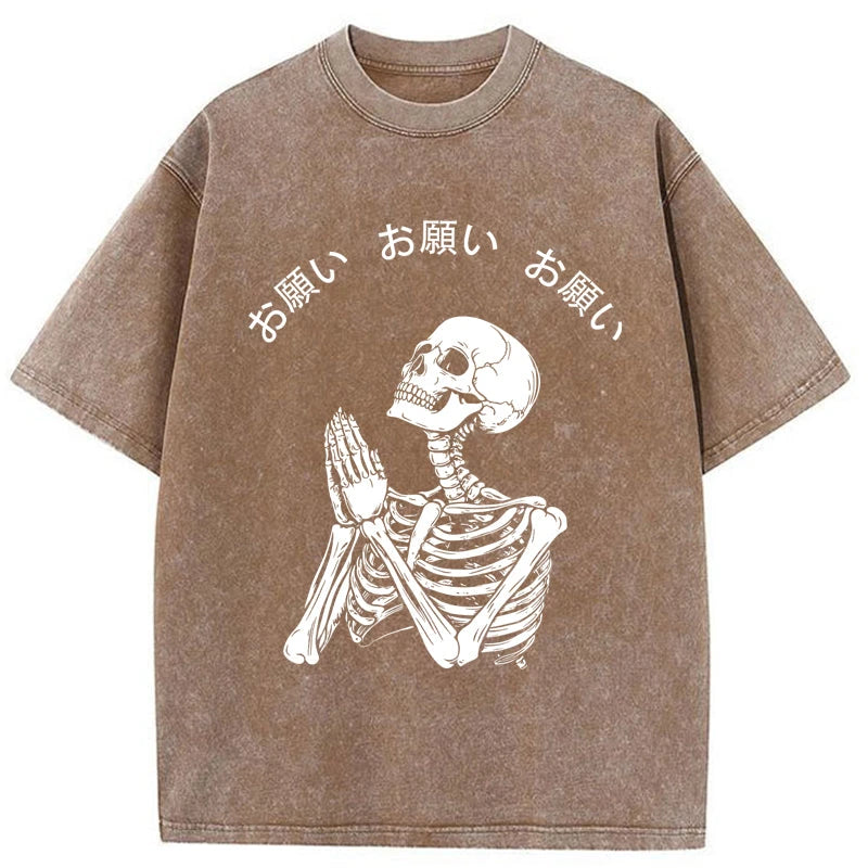 Tokyo-Tiger Skull Prayer Washed T-Shirt