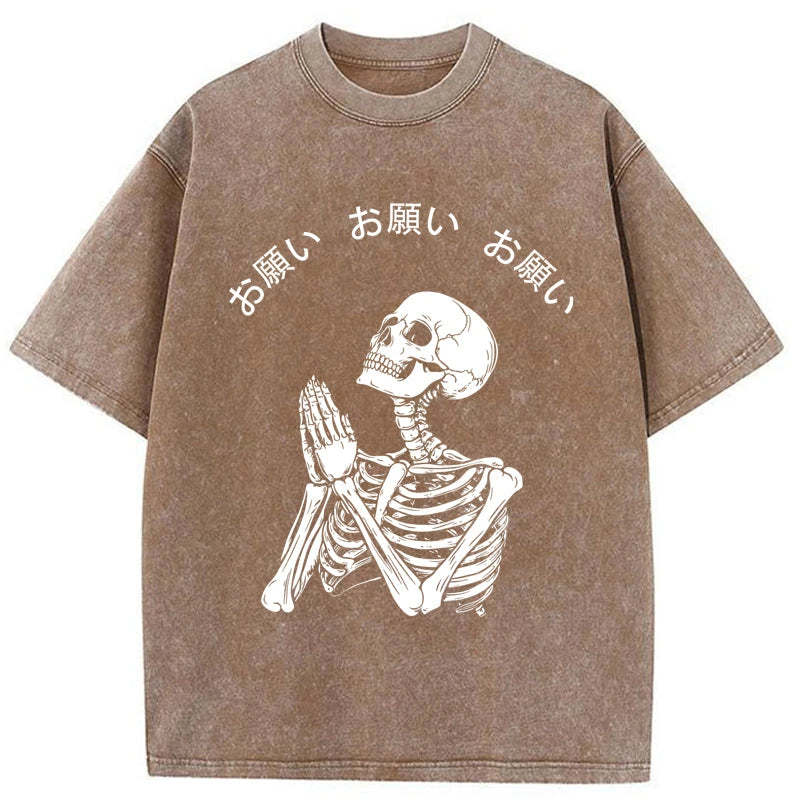 Tokyo-Tiger Skull Prayer Washed T-Shirt