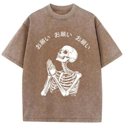 Tokyo-Tiger Skull Prayer Washed T-Shirt
