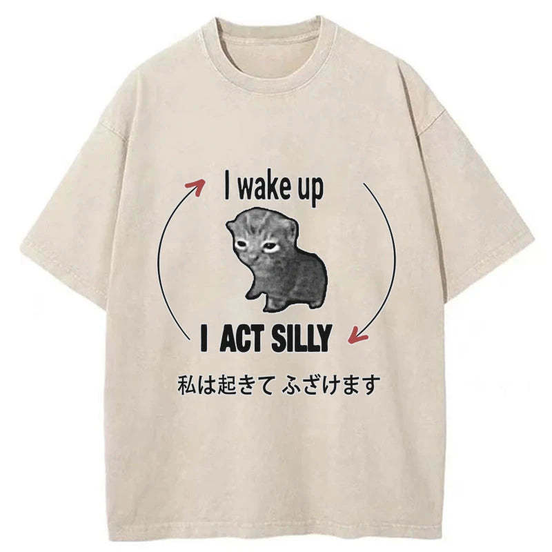 Tokyo-Tiger Wake Up Act Silly Washed T-Shirt Sale