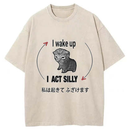 Tokyo-Tiger Wake Up Act Silly Washed T-Shirt