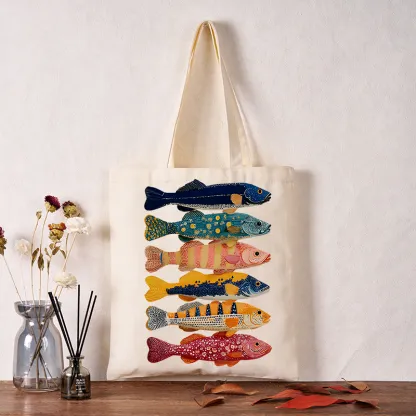 Tokyo-Tiger Colorful Fish Art Collection Tote Bag