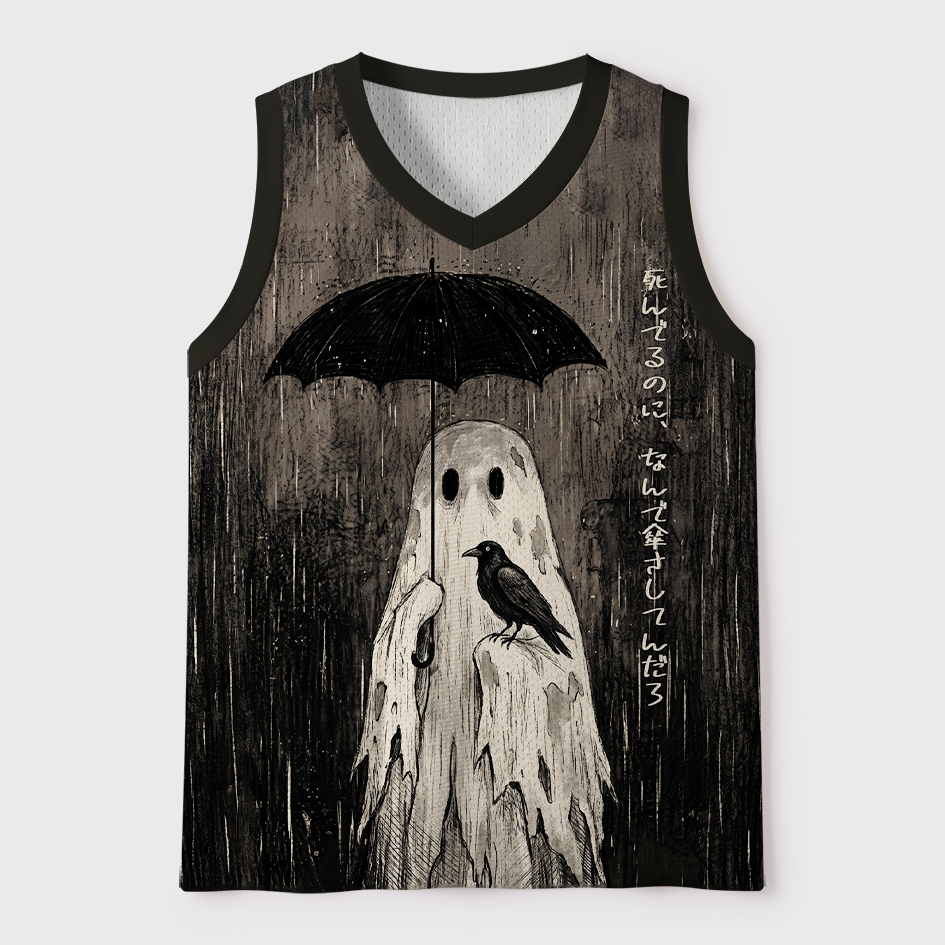 Tokyo-Tiger Funny Dead But Still Holding Umbrella Ghost Mesh Tank Top