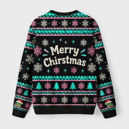 Tokyo-Tiger Funny Anxiety Frog Fuzzy Christmas Ugly Sweatshirt