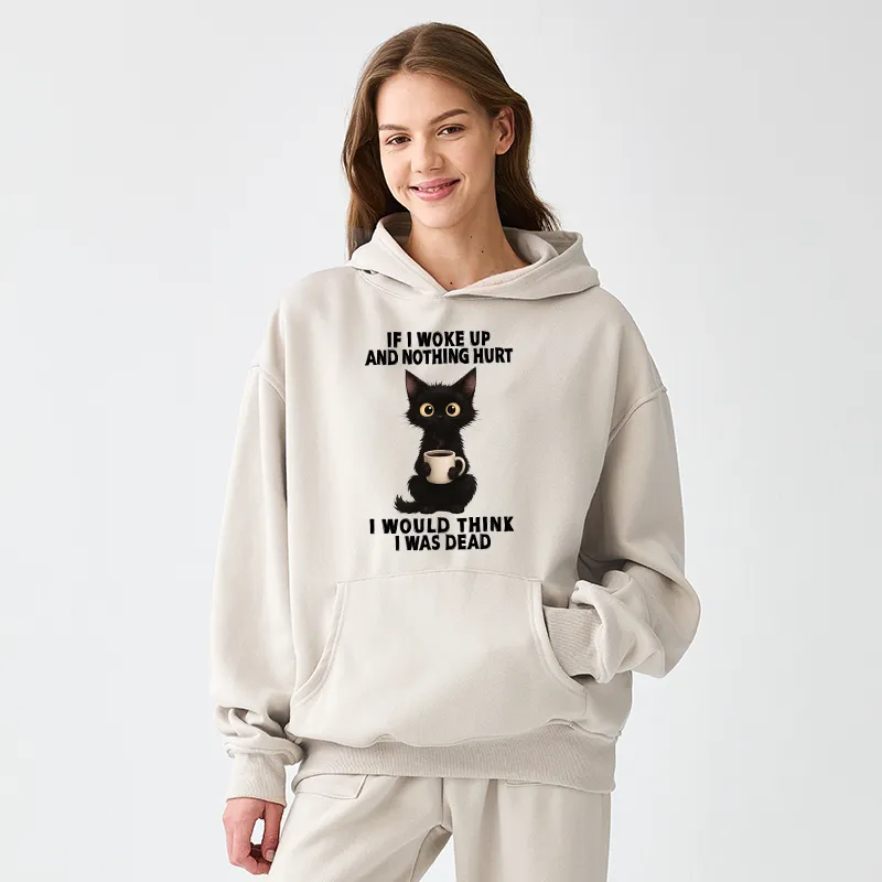 Tokyo-Tiger Funny Cute Black Cat And Coffee Meme Adult Fleece Hoodie