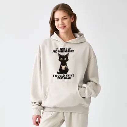 Tokyo-Tiger Funny Cute Black Cat And Coffee Meme Adult Fleece Hoodie