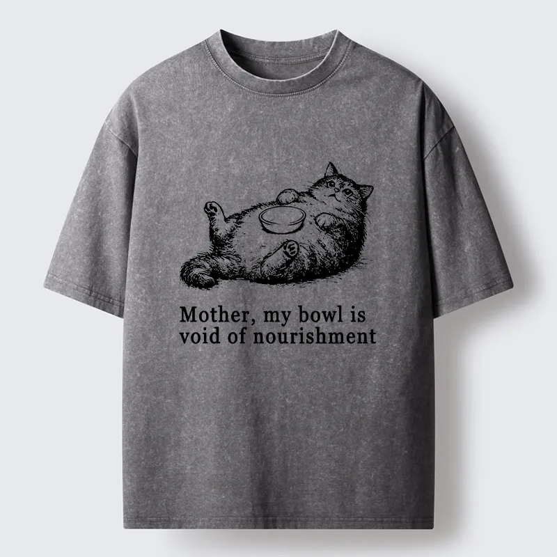 Tokyo‑Tiger Hungry Fat Cat Funny Washed T‑Shirt