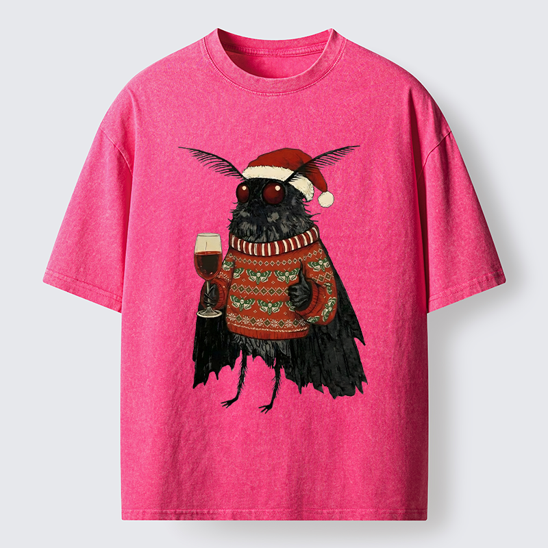 Tokyo-Tiger Christmas Mothman Wine Time Washed T-Shirt