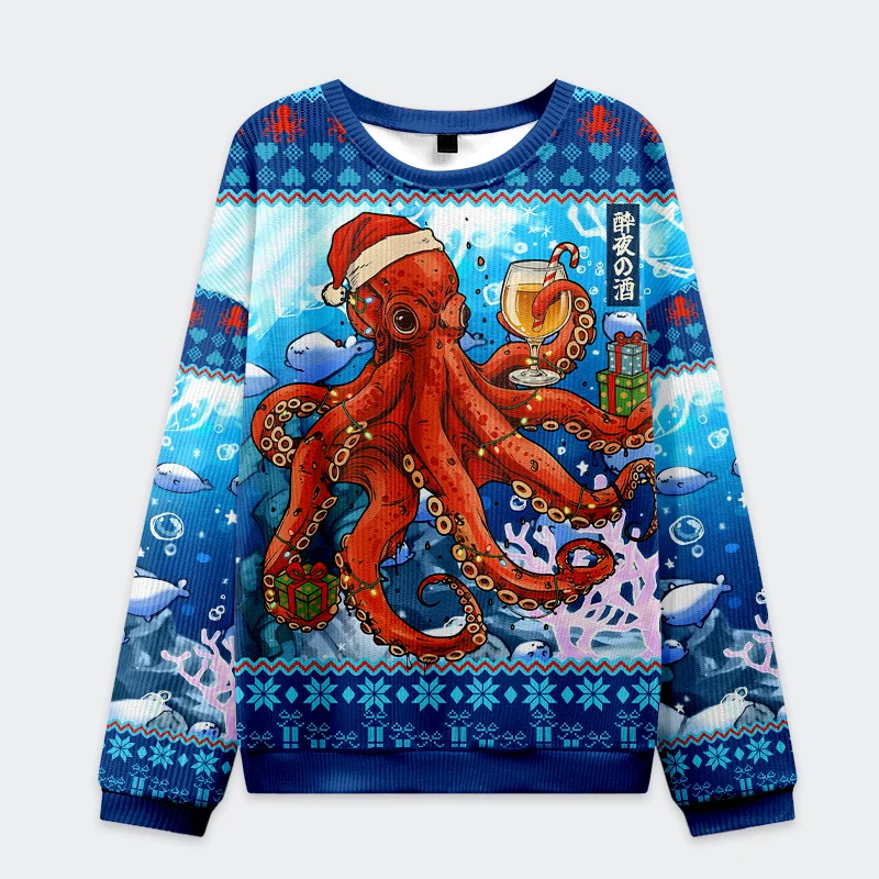 Tokyo-Tiger Christmas Octopus Christmas Ugly Sweatshirt