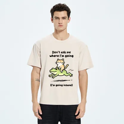 Tokyo‑Tiger Cat Riding Frog Meme Washed T-Shirt