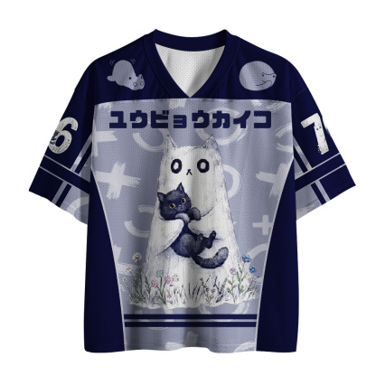 Tokyo-Tiger Floral Ghost Cat Mesh Jersey