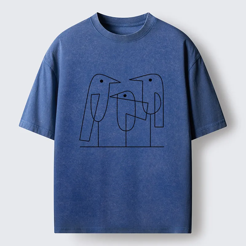 Tokyo‑Tiger Minimalist Bird Washed T-Shirt