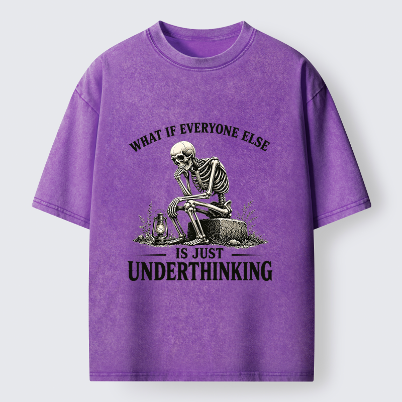 Tokyo-Tiger Skeleton Deep Thought Meme Washed T-Shirt