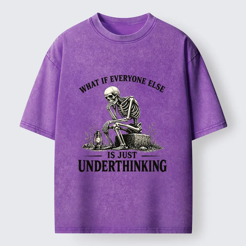 Tokyo-Tiger Skeleton Deep Thought Meme Washed T-Shirt
