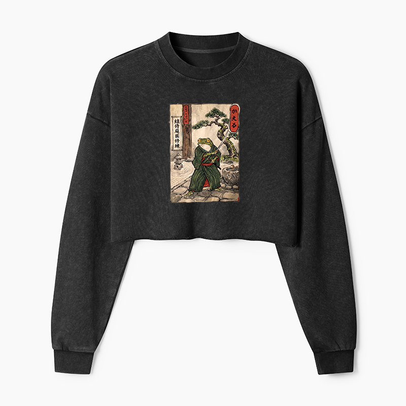 Tokyo-Tiger Samurai Frog Training Washed Crop Sweatshirt