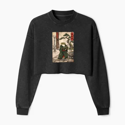 Tokyo-Tiger Samurai Frog Training Washed Crop Sweatshirt