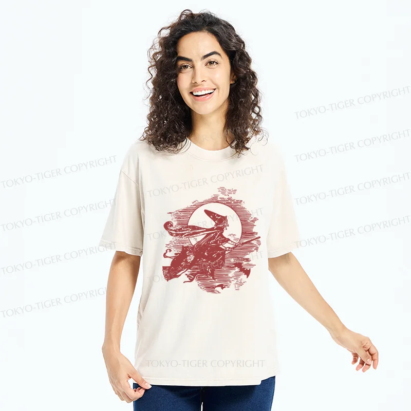 Tokyo-Tiger Witch Woodcut Washed T-Shirt