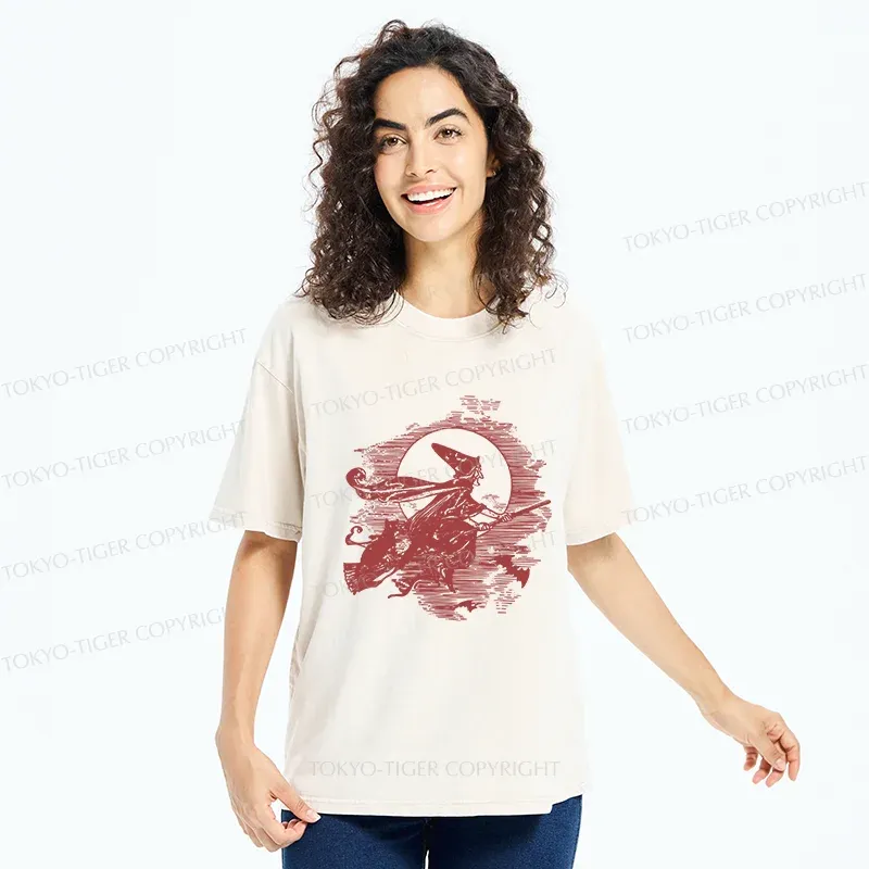 Tokyo-Tiger Witch Woodcut Washed T-Shirt