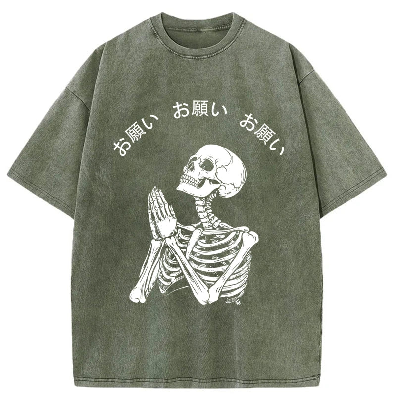 Tokyo-Tiger Skull Prayer Washed T-Shirt