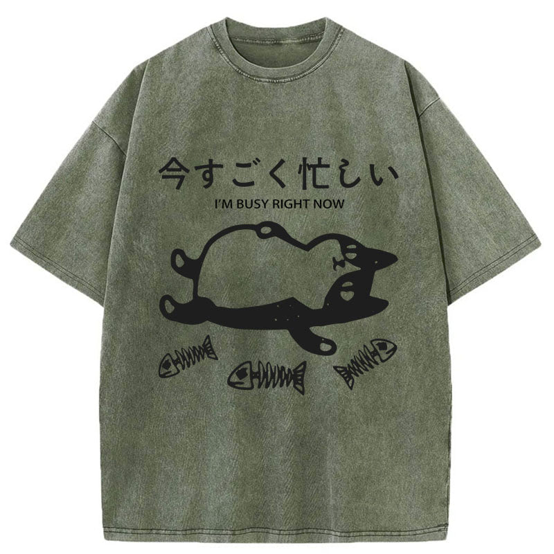 Tokyo-Tiger I'm Busy Right Now Washed T-Shirt