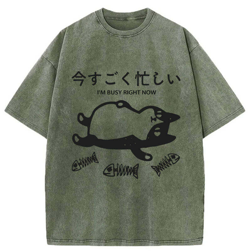 Tokyo-Tiger I'm Busy Right Now Washed T-Shirt