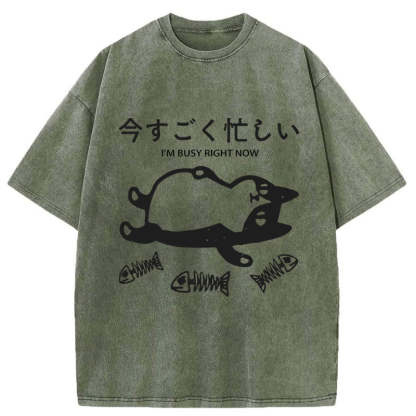 Tokyo-Tiger I'm Busy Right Now Washed T-Shirt