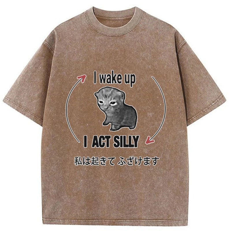 Tokyo-Tiger Wake Up Act Silly Washed T-Shirt