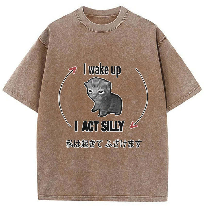 Tokyo-Tiger Wake Up Act Silly Washed T-Shirt