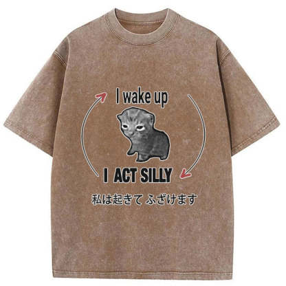 Tokyo-Tiger Wake Up Act Silly Washed T-Shirt