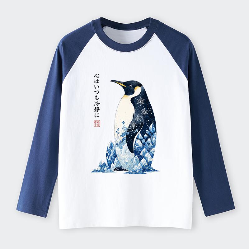 Tokyo-Tiger Keep Calm Penguin Raglan Long Sleeve T-shirt