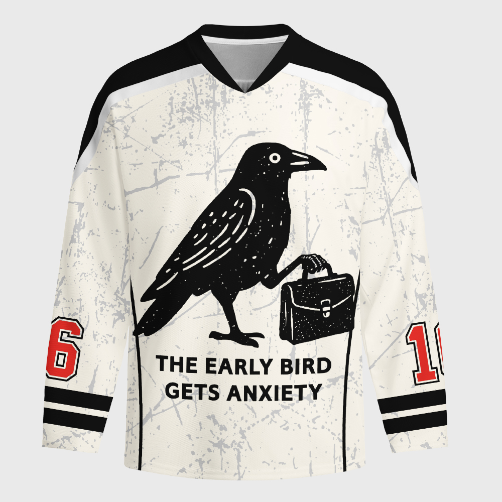 Tokyo-Tiger Funny Work Crow Meme Long-Sleeve Hockey Jersey