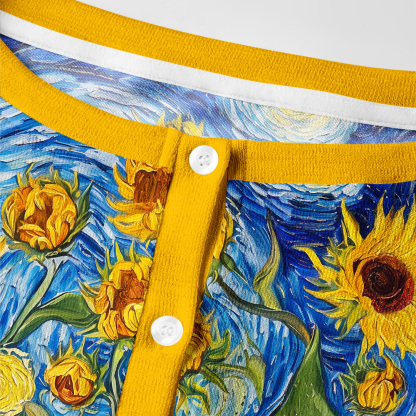 Tokyo-Tiger Van Gogh Starry Sky Sunflowers Women's Lightweight Cardigan
