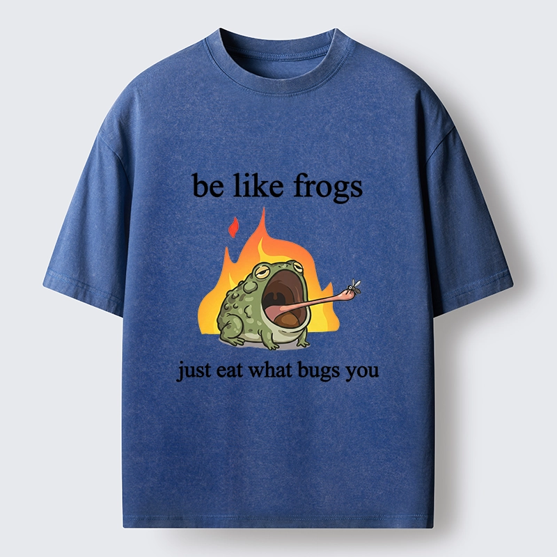 Tokyo‑Tiger Funny Fire Frog Meme Washed T‑Shirt