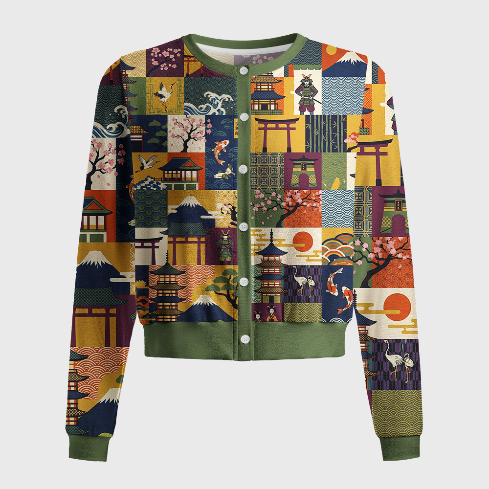 Tokyo-Tiger Japanese Ukiyo‑e Patchwork Women's Lightweight Cardigan