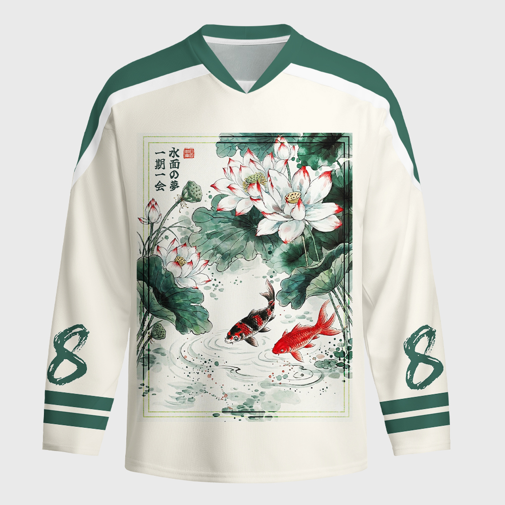 Tokyo-Tiger Lotus Lights Koi Dreams Long-Sleeve Hockey Jersey