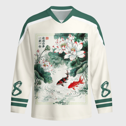 Tokyo-Tiger Lotus Lights Koi Dreams Long-Sleeve Hockey Jersey