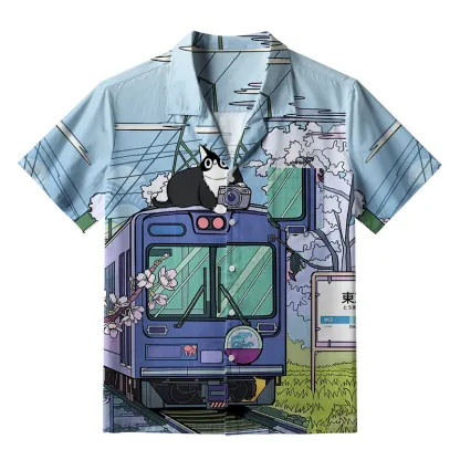 Tokyo-Tiger Black Cat On The Train Aloha Hawaiian Shirt