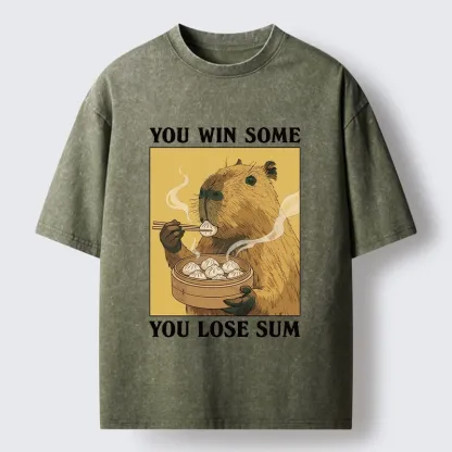 Tokyo‑Tiger Meme Capybara Snack Washed T‑Shirt