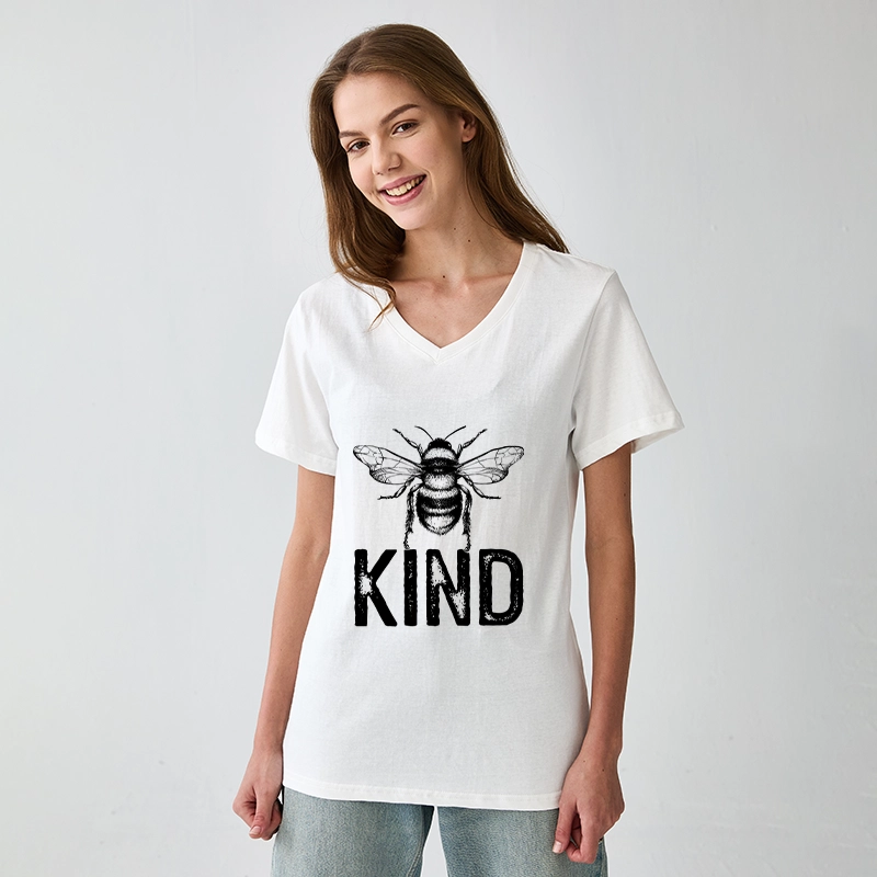 Tokyo-Tiger Minimalist Bee Kind Illustration V-Neck Classic T-Shirt