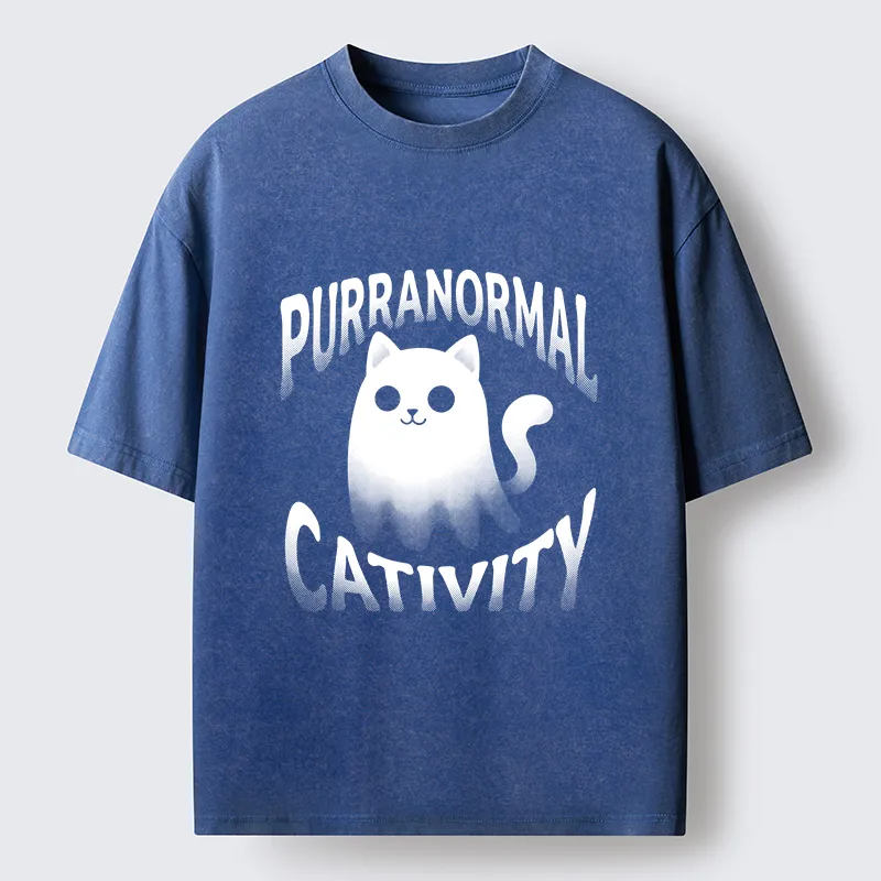 Tokyo‑Tiger Funny Ghost Cat Meme Washed T‑Shirt