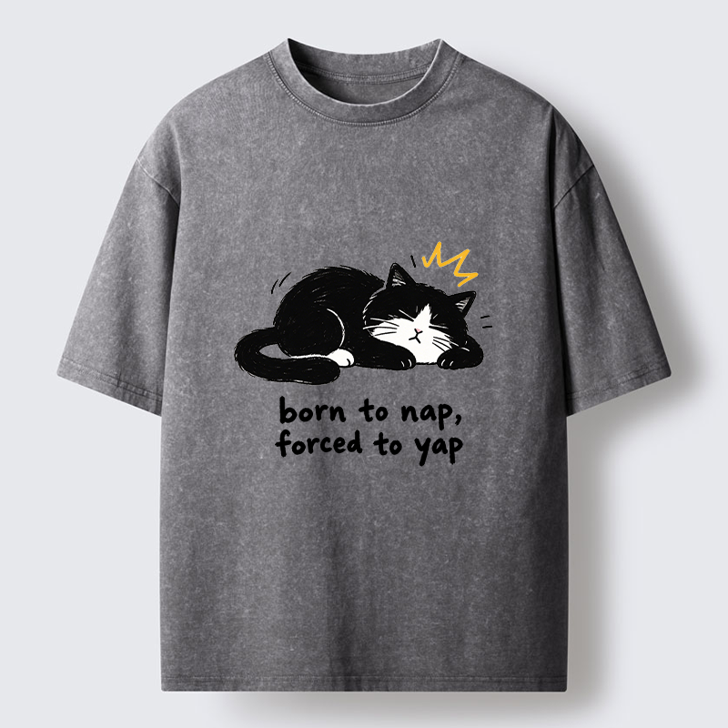 Tokyo-Tiger Cute Lazy Cat Funny Meme Washed T-Shirt