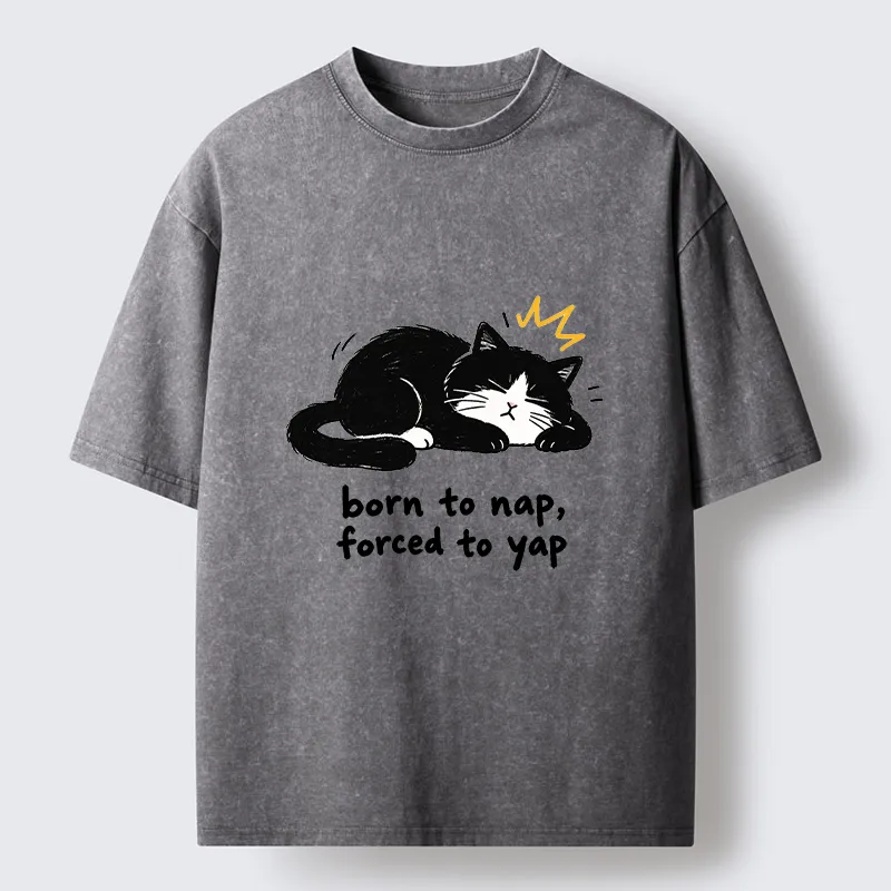 Tokyo-Tiger Cute Lazy Cat Funny Meme Washed T-Shirt