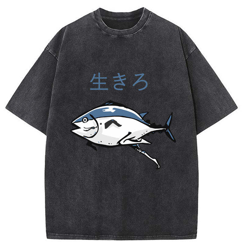 Tokyo-Tiger Running Fish Washed T-Shirt Sale