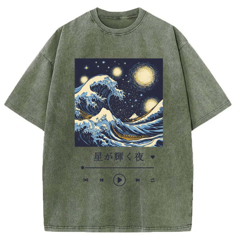 Tokyo-Tiger A Starry Night Washed T-Shirt