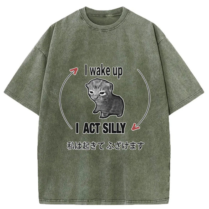 Tokyo-Tiger Wake Up Act Silly Washed T-Shirt